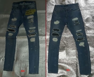 Amiri 16SS FAKE Leather Panel Blue Jeans - 1:1 DESIGNER BRAND replica